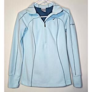 Columbia Parkview Grid 1/4 Zip Fleece Jacket Pullover Womens XS Light Blue